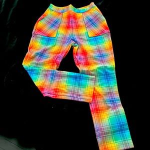 Blackmilk rainbow tartan cuffed pants NWT